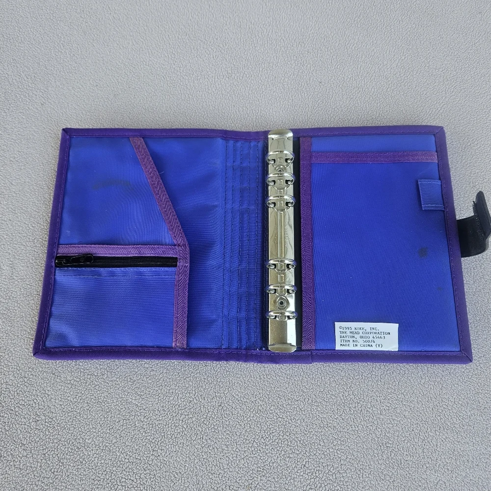 Nike Mead Planner Organizer Binder Notebook Purple VTG 1995 Swoosh Air 7 1/2